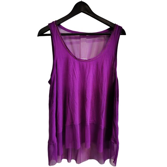 Jennifer Lopez XL Women's Purple Sleeveless Flowy Mesh Tank - Picture 1 of 6